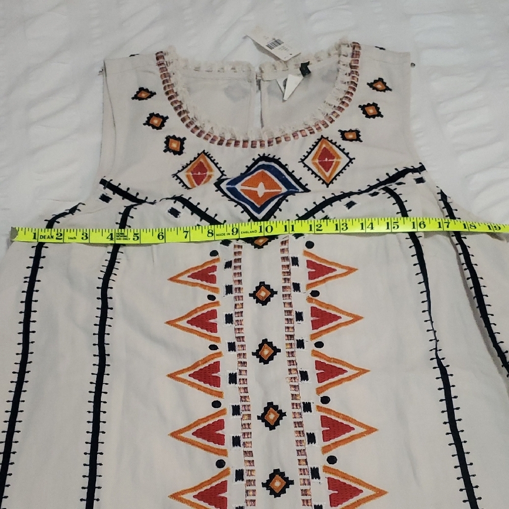 NWT Anthropologie White Midi Dress with Multicolor Embroidery - Picture 4 of 6